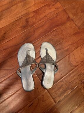 Chocolat Blu Silver Mesh Leather Sandals Size 10